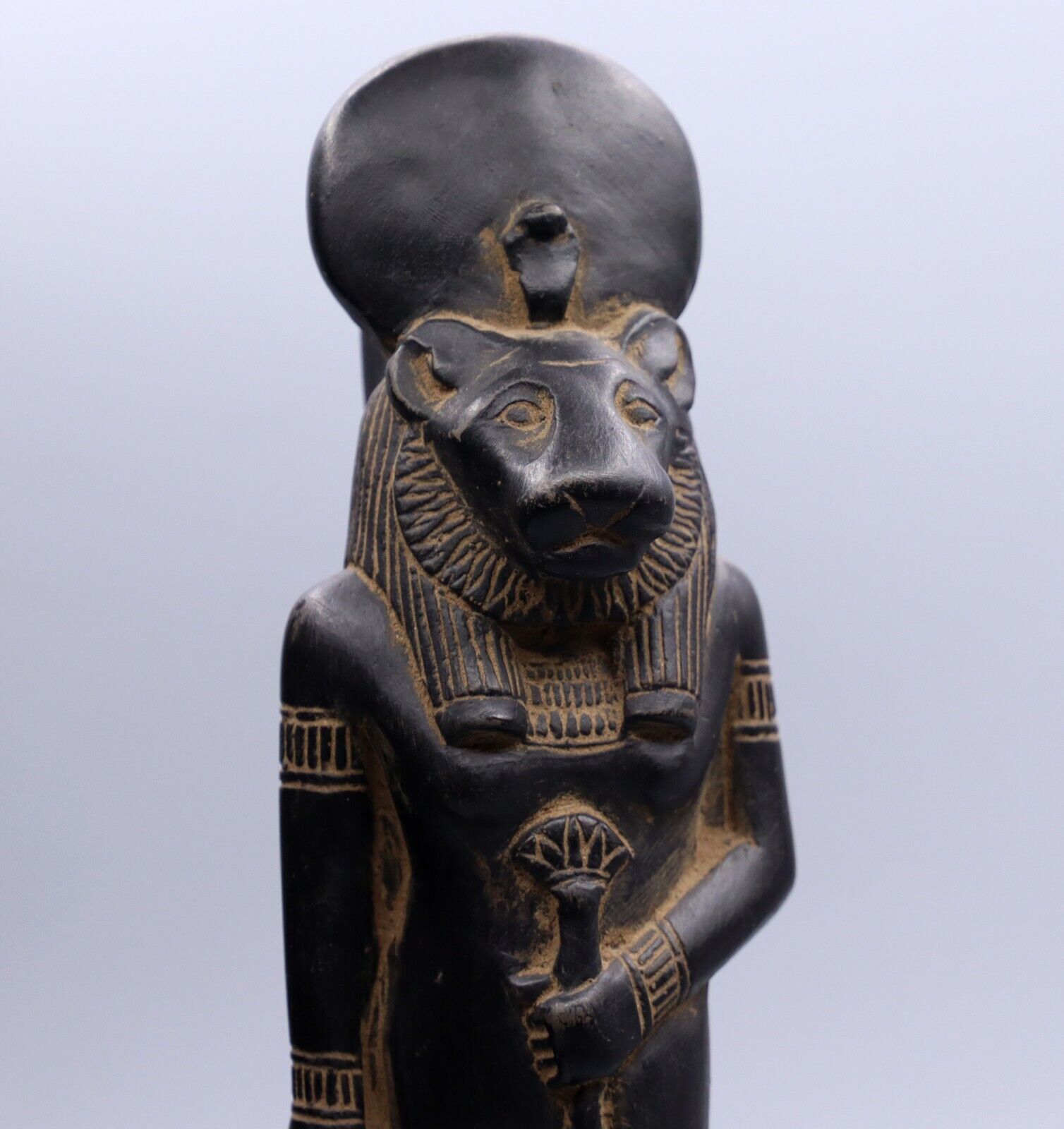 ANCIENT EGYPTIAN ANTIQUES STATUE SEKHMET GODDESS SEKHMET EGYPT BLACK STONE BC