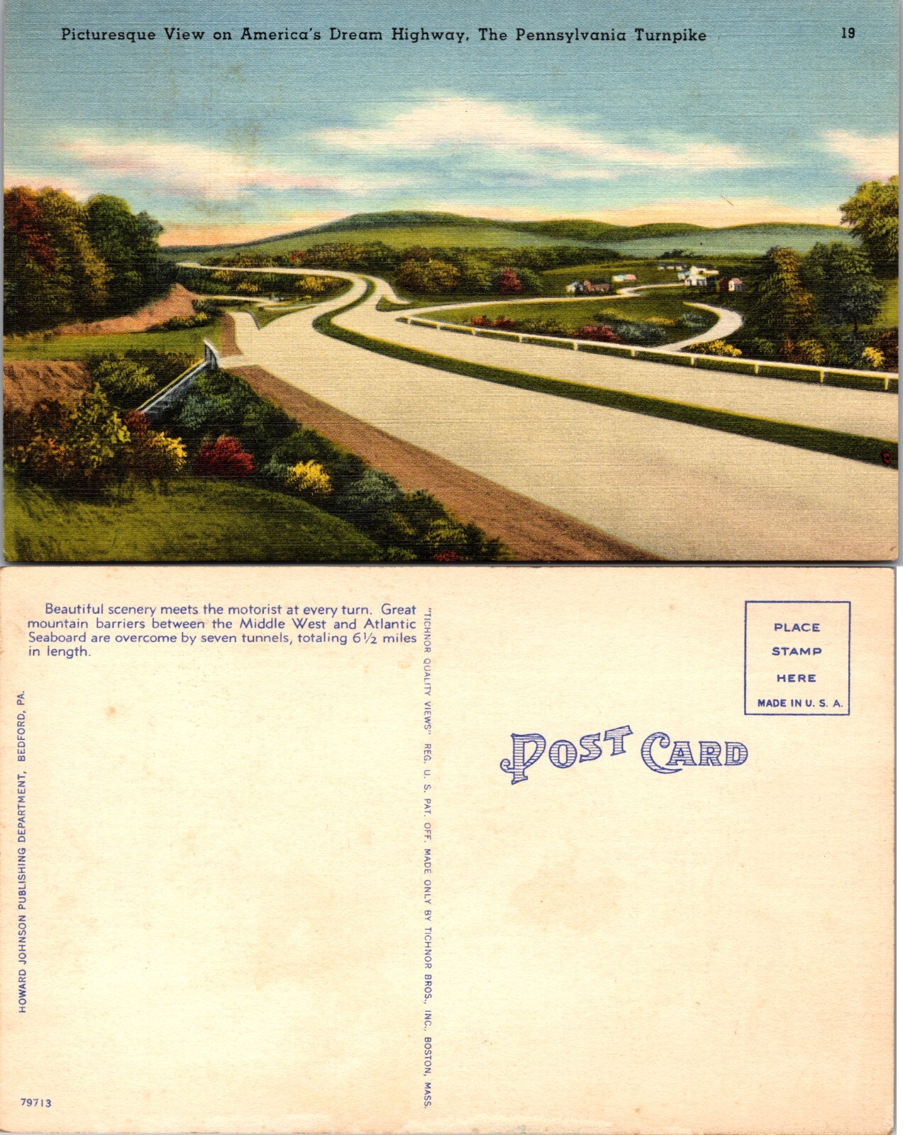 Picturesque View America Dream Highway Pennsylvania Turnpike Postcard