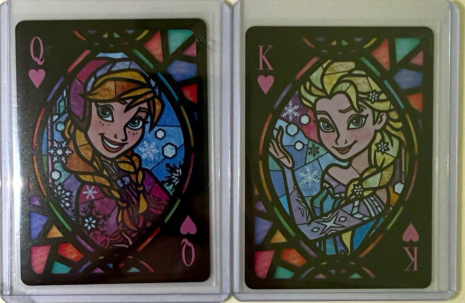 Disney Tenyo Stained Glass Style Collectible Playing Cards Queen & King Hearts