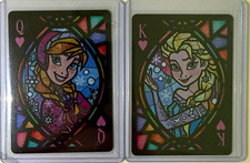 Disney Tenyo Stained Glass Style Collectible Playing Cards Queen & King Hearts picture