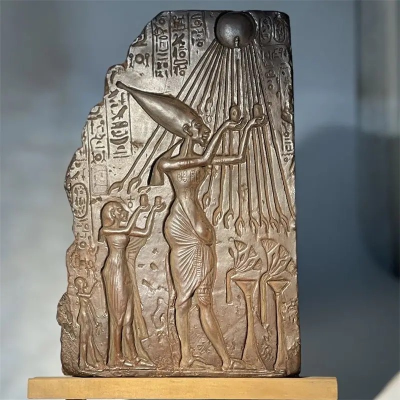 Ancient Egyptian Akhenaten Aten Stone Sculpture Pharaoh Wall Art Museum Replica