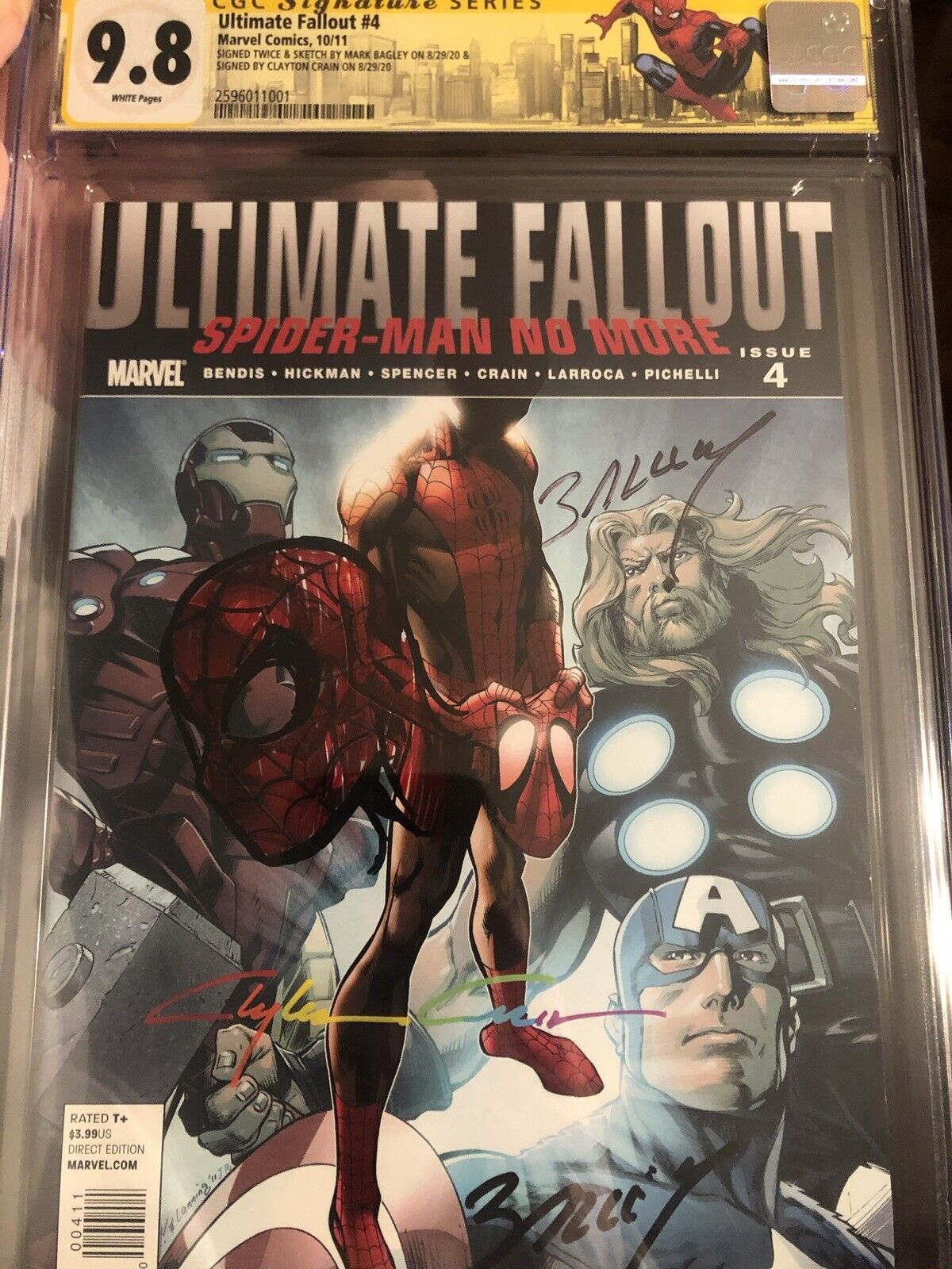 ultimate fallout 4 cgc 9.8 SS X 3 Plus Bagley Spiderman Head Sketch&Crainbow