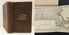 1849 antique MASSACHUSETTS Business DIRECTORY w foldout MAP HISTORY GENEALOGY picture