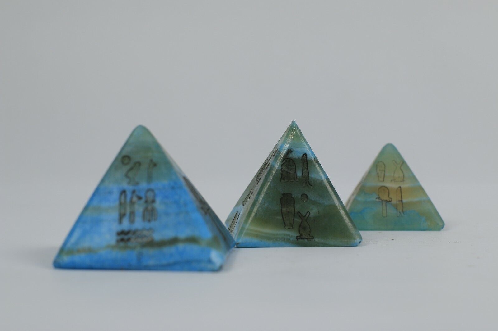 Blue Colored Egyptian pyramids-Three Pyramids of Khafre, Khufu & Menkaure