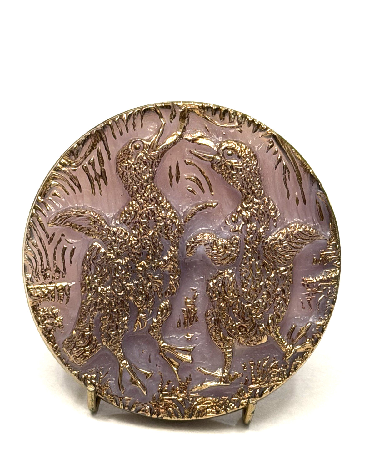 Vintage TWO DANCING DUCKLINGS Purple Czech Glass Button - 1-3/8\ Vintage TWO DANCING DUCKLINGS Purple Czech Glass Button - 1-3/8\