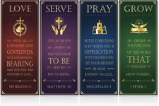 4Pcs Church Banners with Scripture for Sanctuary Wall Worship Classical Christia picture
