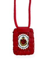 Detente Corazon Jesus esta Conmigo Red Corded Necklace Scapular Escapulario Rojo picture