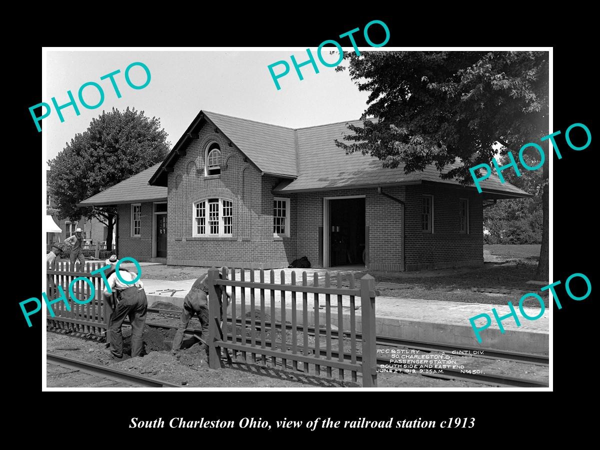 South Charleston Ohio The Railroad Station c1913 Old Large Historic Photo