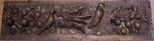 19th c Bronze Relief Plaque Floral Fruit Owl Bird picture