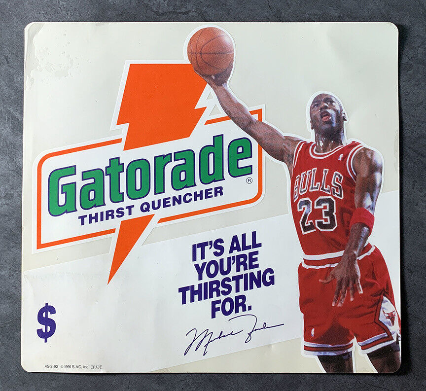 Michael Jordan Gatorade Promotional Window Cling Unpeeled Still On Card 1991