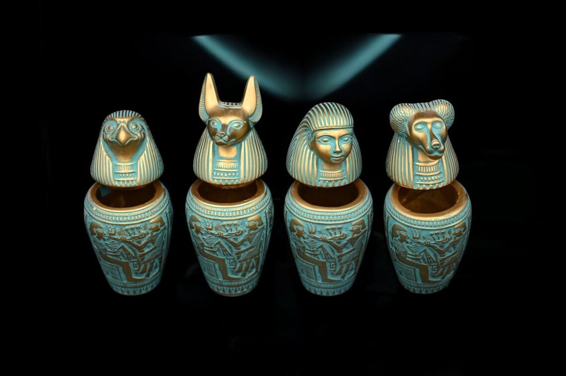 Ancient Egyptian Set Canopic Sons of Horus God Afterlife Antique Mythology BC