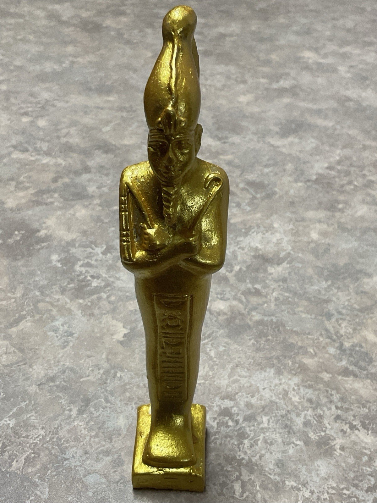 Osiris statue, god of the afterlife, gold leaf painted - 7.5” H