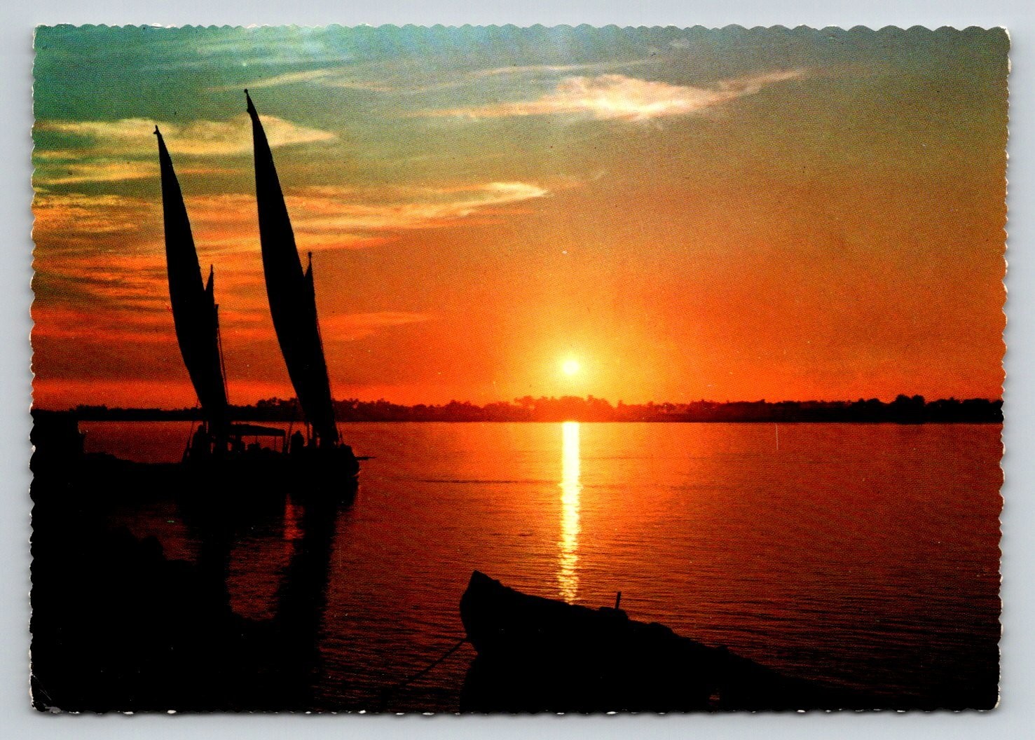 Vintage Lehnert & Landrock Cairo Egypt Nile Sunset Felucca Sailboats Postcard Vintage Lehnert & Landrock Cairo Egypt Nile Sunset Felucca Sailboats Postcard