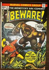 Beware #1 VF- 7.5 Bronze Age (1973) Marvel Comics The Monsters Are Coming picture