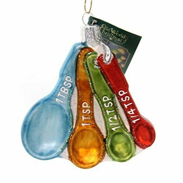 Old World Christmas Glass Blown Ornament, Measuring Spoons (With OWC Gift Box)
