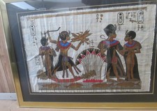 Papyrus Painting – Tutankhamun and Queen Ankhesenamun Marsh Hunt PAPYRUS picture