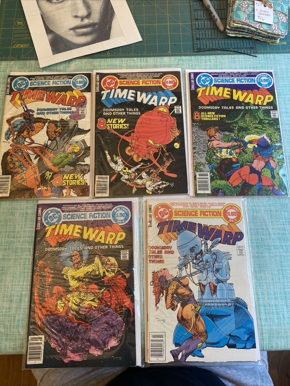 TIME WARP COMPLETE SET 1-5  SCIENCE FICTION  GIANT-SIZE  DC  1979  NICE