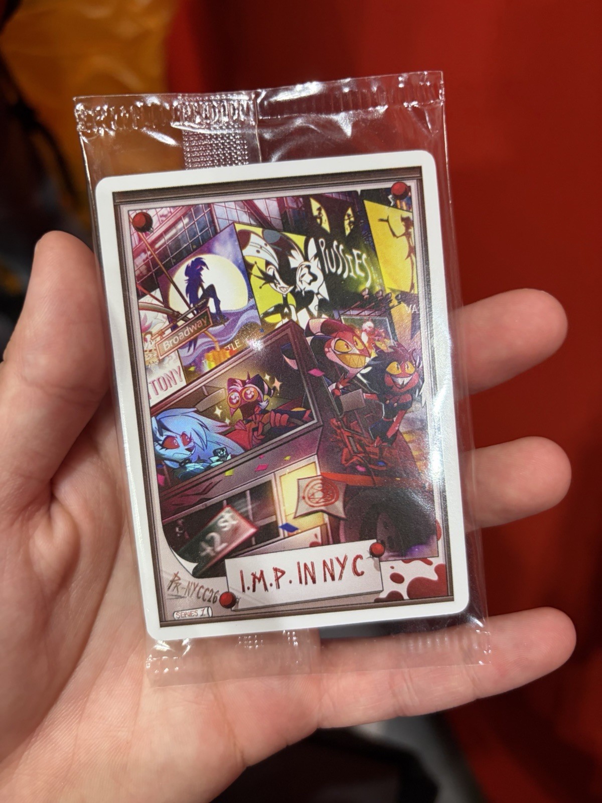 NYCC 2026 Shark Robot Helluva Boss I.M.P In NYC Promo Trading Card In Hand