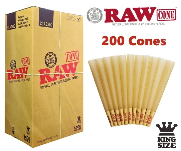 Authentic RAW Classic King Size W/Filter Tip Pre-Rolled Cones 200 Pack Authentic RAW Classic King Size W/Filter Tip Pre-Rolled Cones 200 Pack