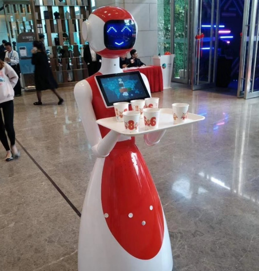  Intelligent Robot Humanoid Waiter Restaurant Hotel Service Dish Food Delivery 