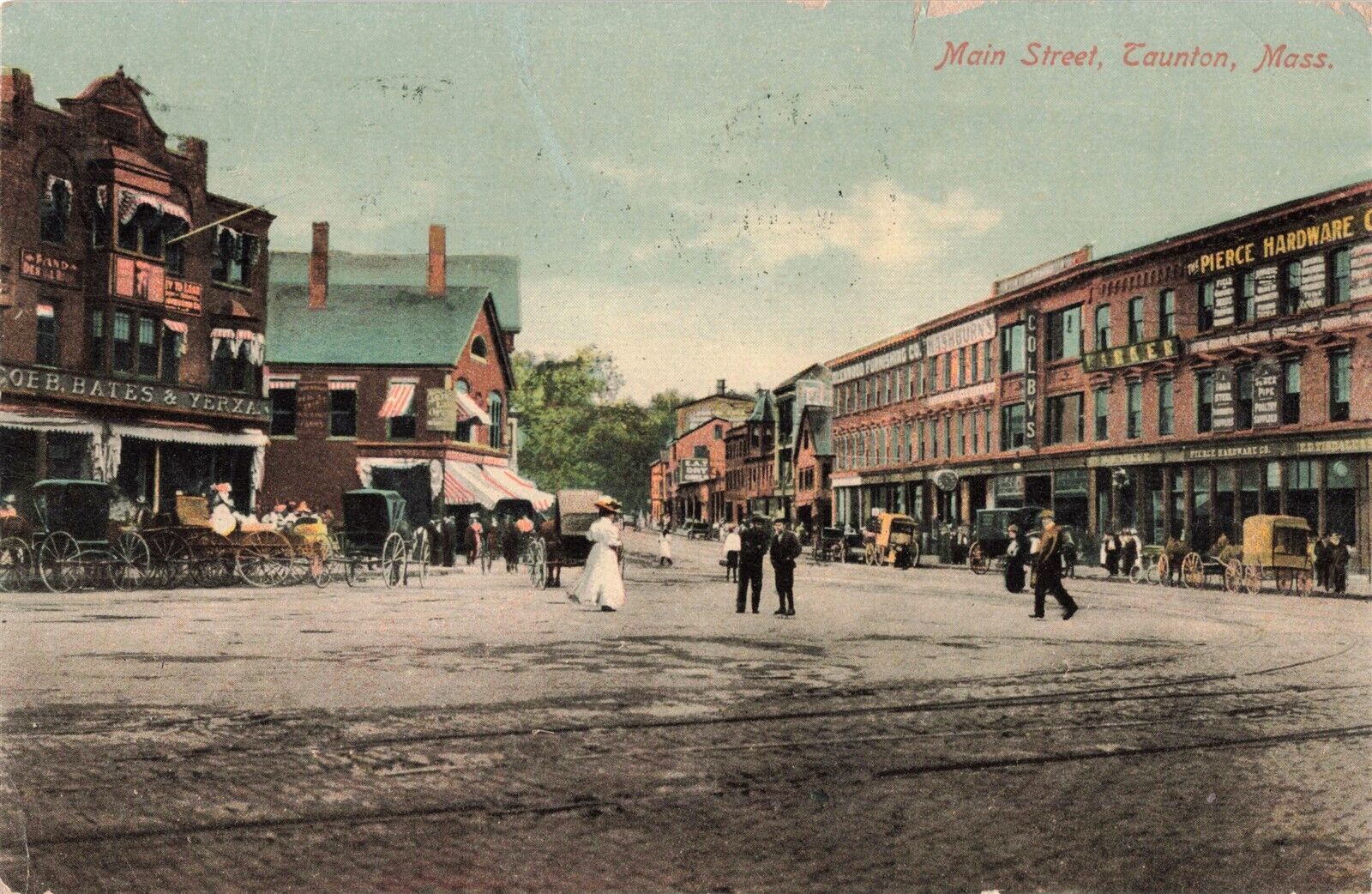 Main Street Taunton MA Store Fronts c.1911 Postcard B7