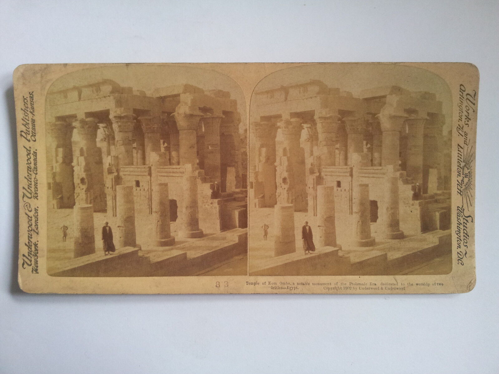 Original Stereo Photo c1900 - EEGYPT - Temple of Kom Ombo