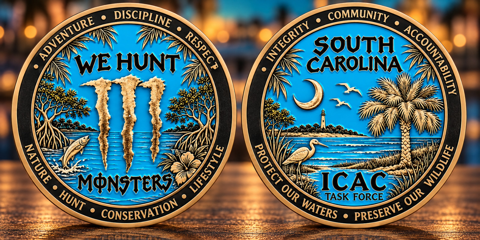 South Carolina Wildlife Task Force Challenge Coin 2 Side Conservation Gift