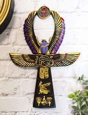Ebros Egyptian Golden Ankh Scarab Maat and Eye of Horus Wall Decor Figurine 8