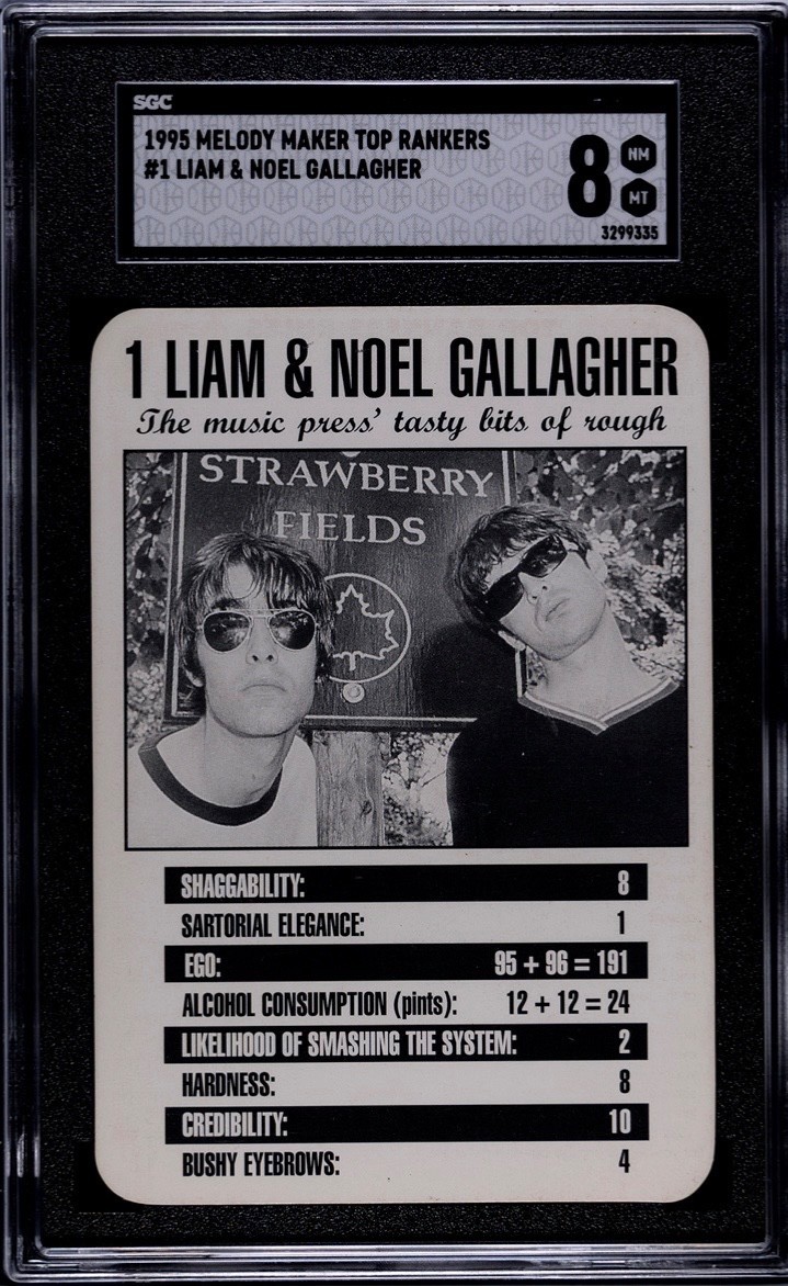 1995 OASIS Liam & Noel Gallagher Melody Maker Top Rankers #1 SGC 8 Rookie RC