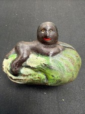 Cast Iron Character Piggy Bank with Watermelon Motif. 1930s Antique picture