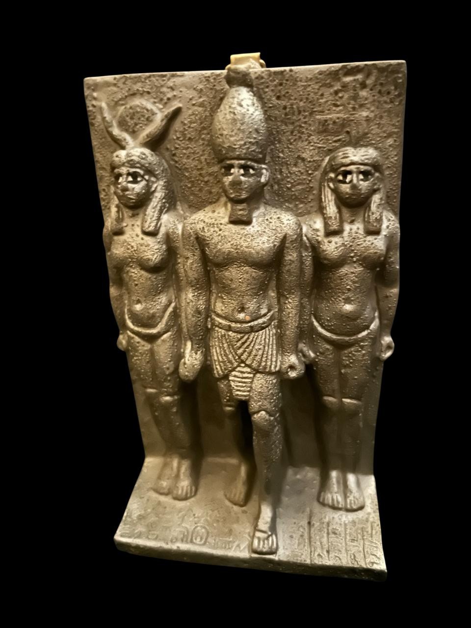 Triad of Menkaure Statue - King Menkaure with Hathor & Bat - Art Deco Egyptian