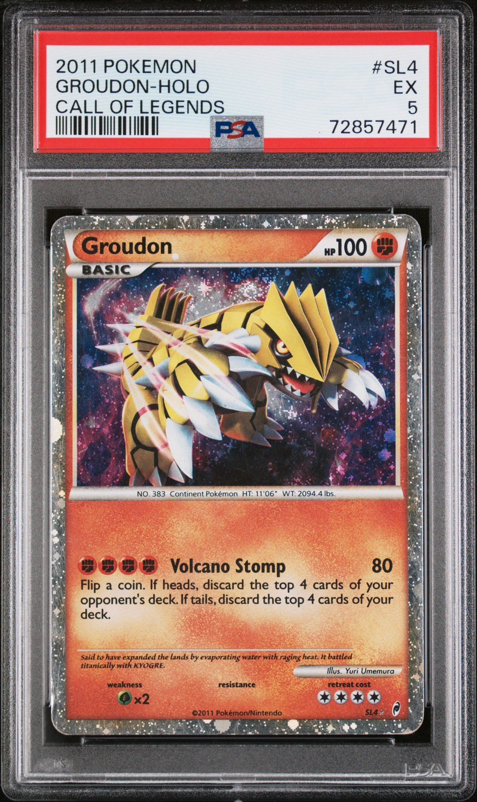 Pokemon Groudon Holo CALL OF LEGENDS #SL4 2011 PSA 5 Pokemon Groudon Holo CALL OF LEGENDS #SL4 2011 PSA 5