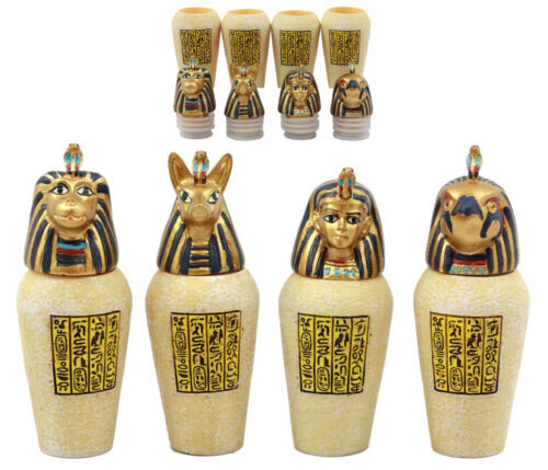 Ebros 4 Sons of Horus Small Canopic Jars Imsety Duamutef Hapi and Qebehsenuef