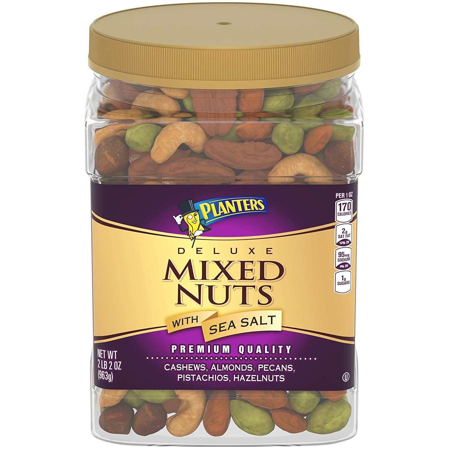 Planters Deluxe Salted Mixed Nuts with Sea Salt, Cashew, Almonds, Pecan etc 2lbs