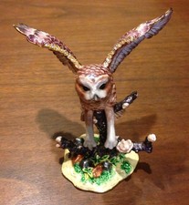 Nobility BARN OWL Enamel & Crystal Trinket Box Mint in Box  picture
