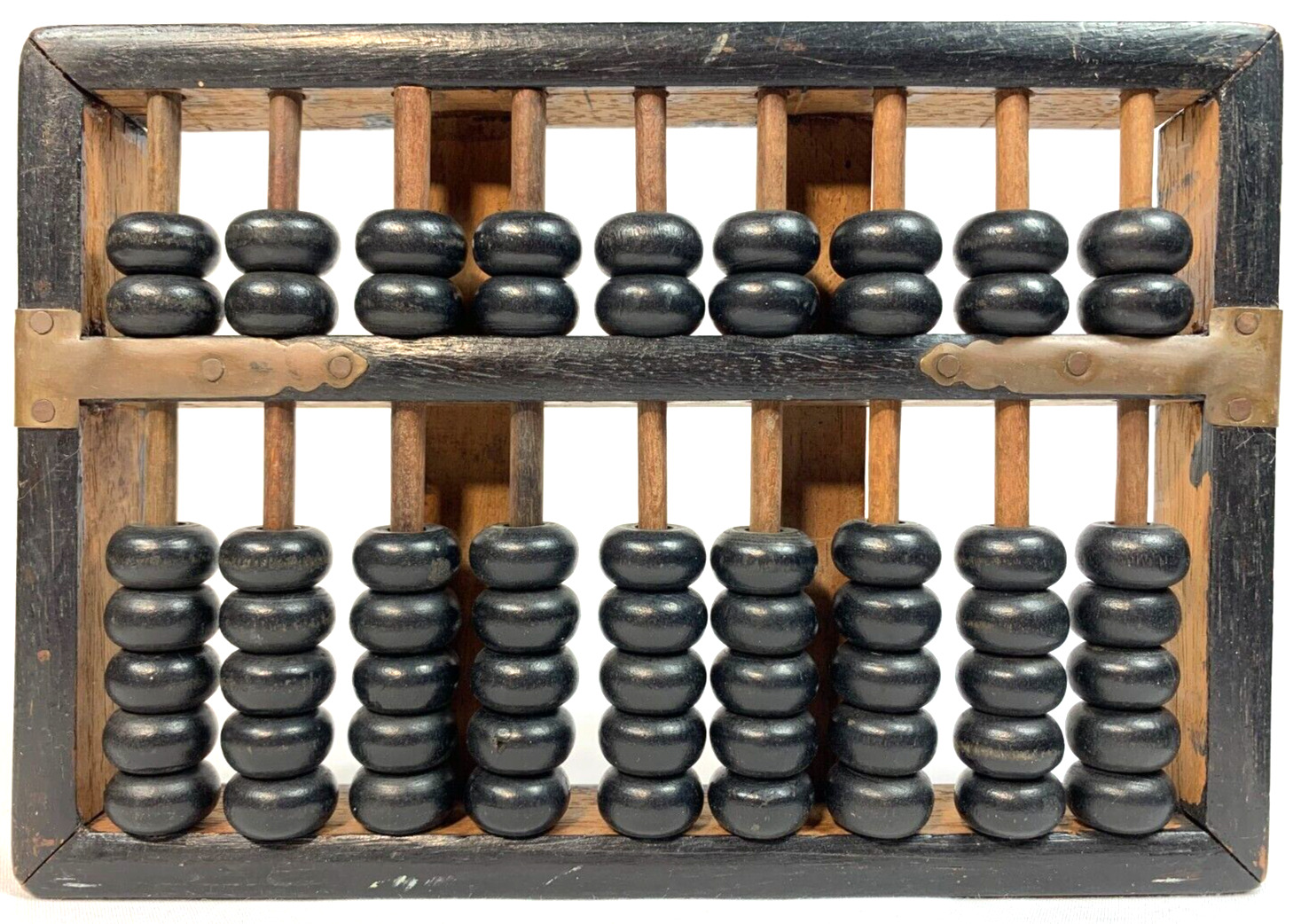 Vintage Chinese Abacus 9 Columns 2 by 5 Beads 1940's