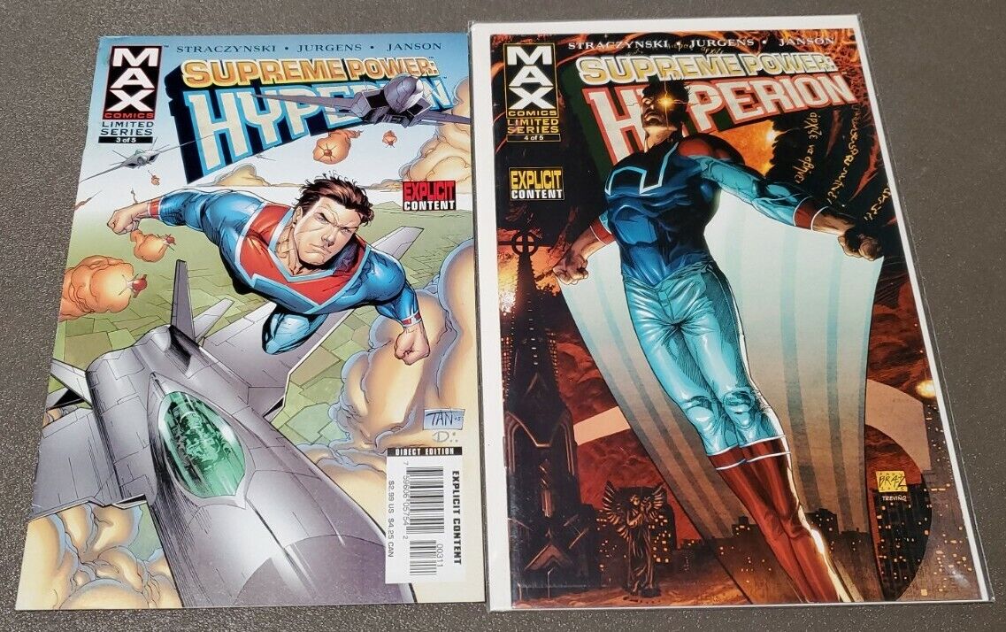 Supreme Power Hyperion #s 3 & 4 Marvel MAX Comic Lot Straczyski