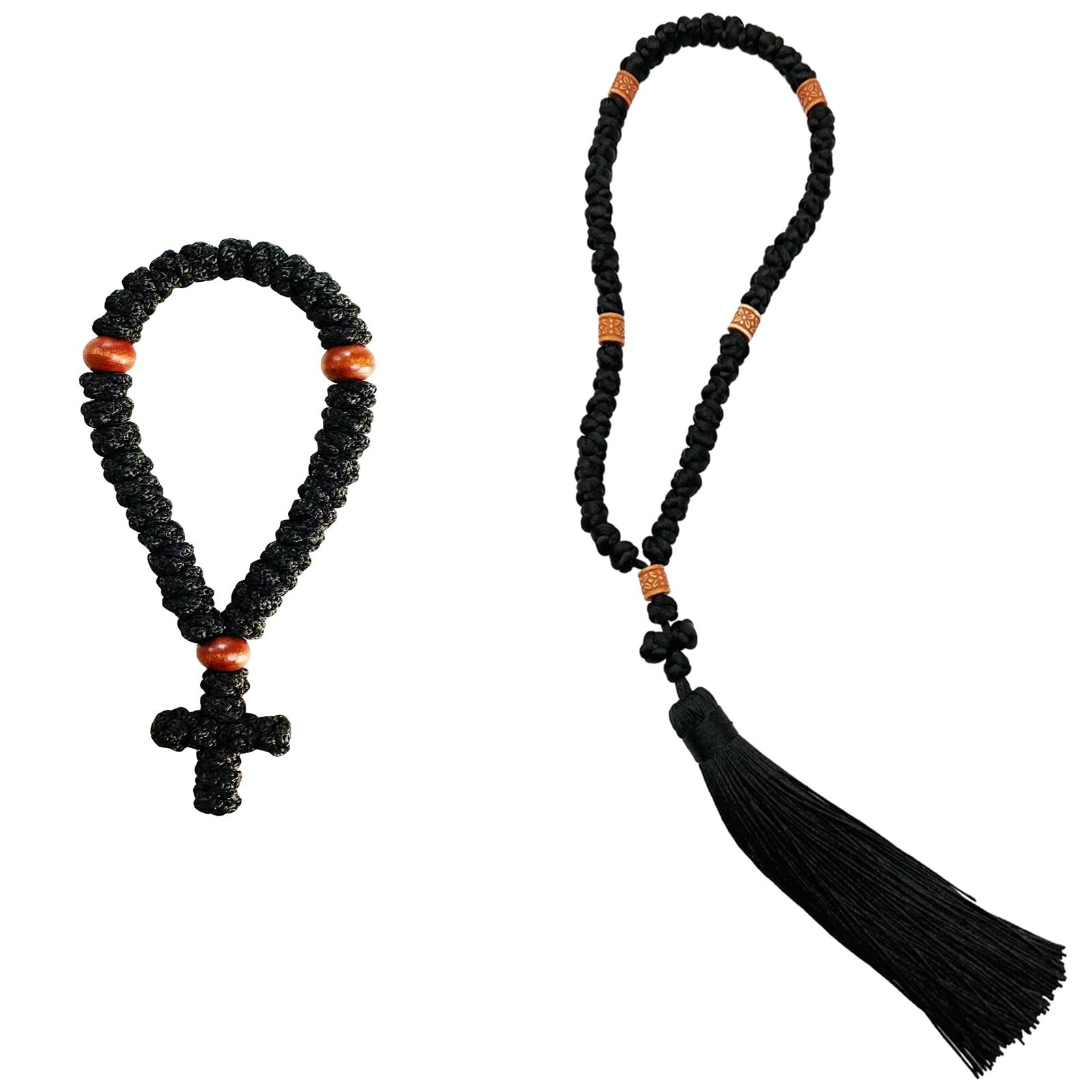 2PCS Black Chotki Christian Orthodox Prayer Rope, 50 knot Handmade Greek Ombo... 2PCS Black Chotki Christian Orthodox Prayer Rope, 50 knot Handmade Greek Ombo...