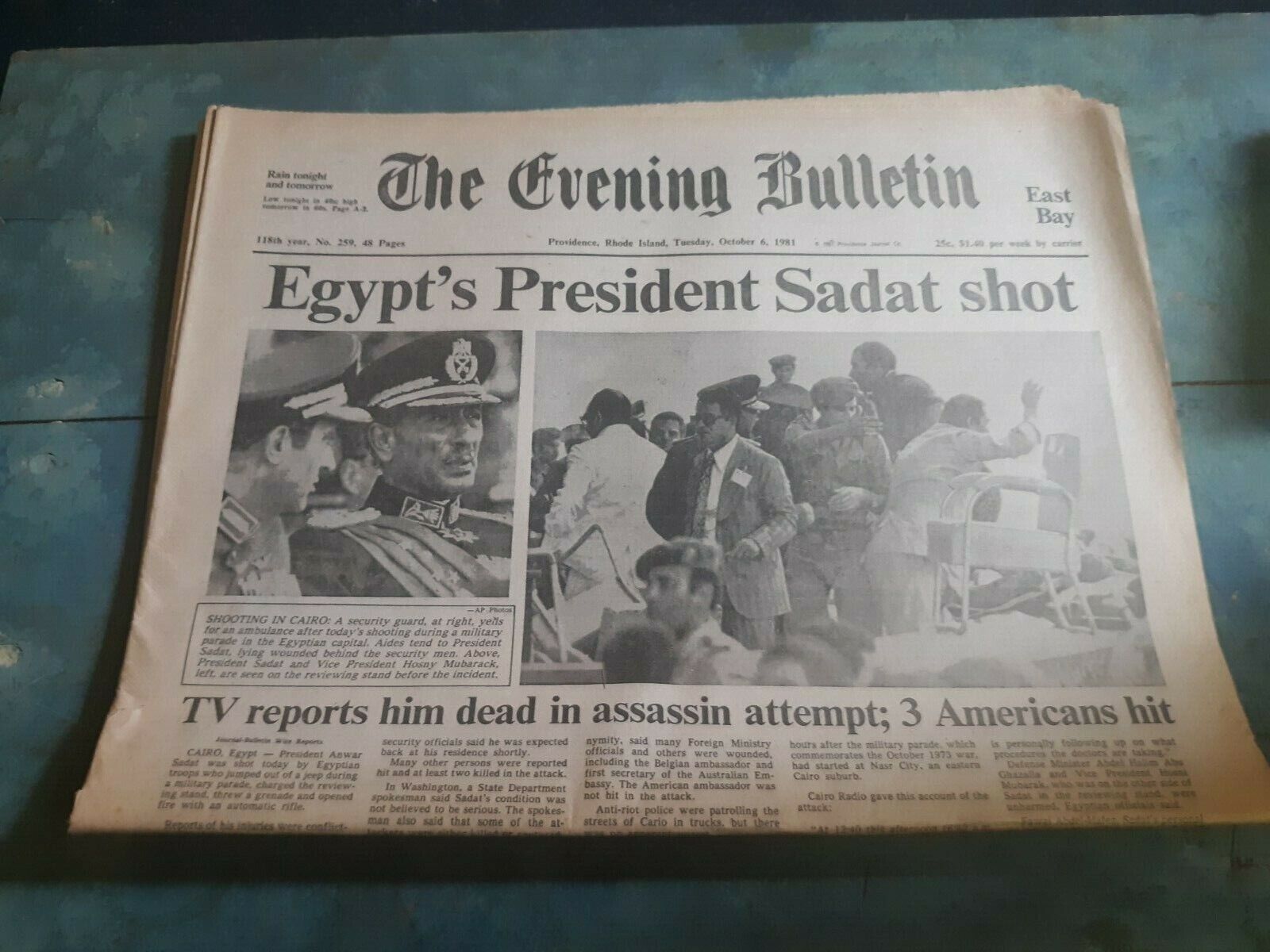 OCT 6TH 1981 PROVIDENCE PRESIDENT SADAT SHOT ASSASSINATION  COMPLETE EGYPT 