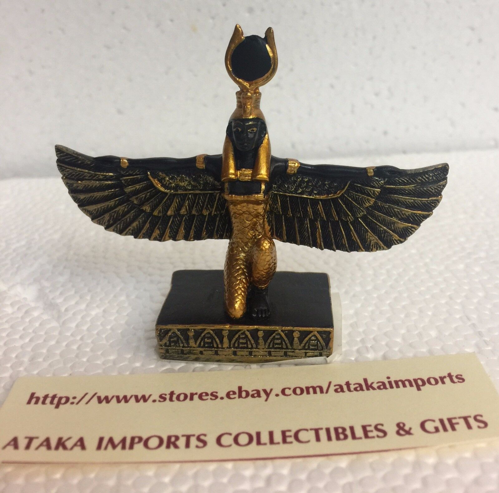 Mini Egyptian Isis With Open Wings Goddess of Magic and Nature Figurine Statue