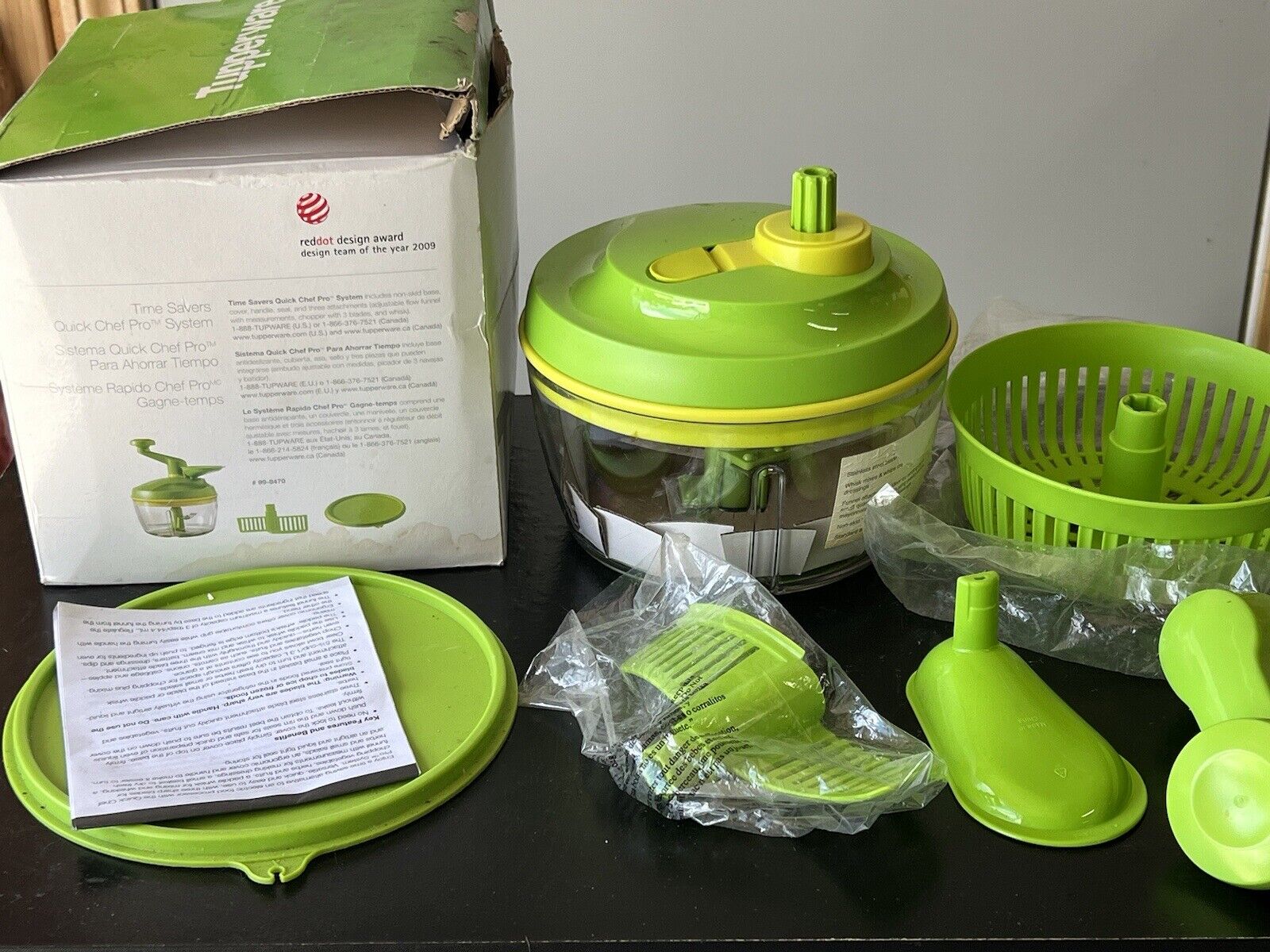 Tupperware Quick Chef Pro System Manual Turn Handle Food Processor Lime Green