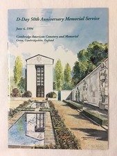 June 4,1994 brochure D-DAY 50TH ANNIVERSARY MEMORIAL SERVICE Cambridge,England picture