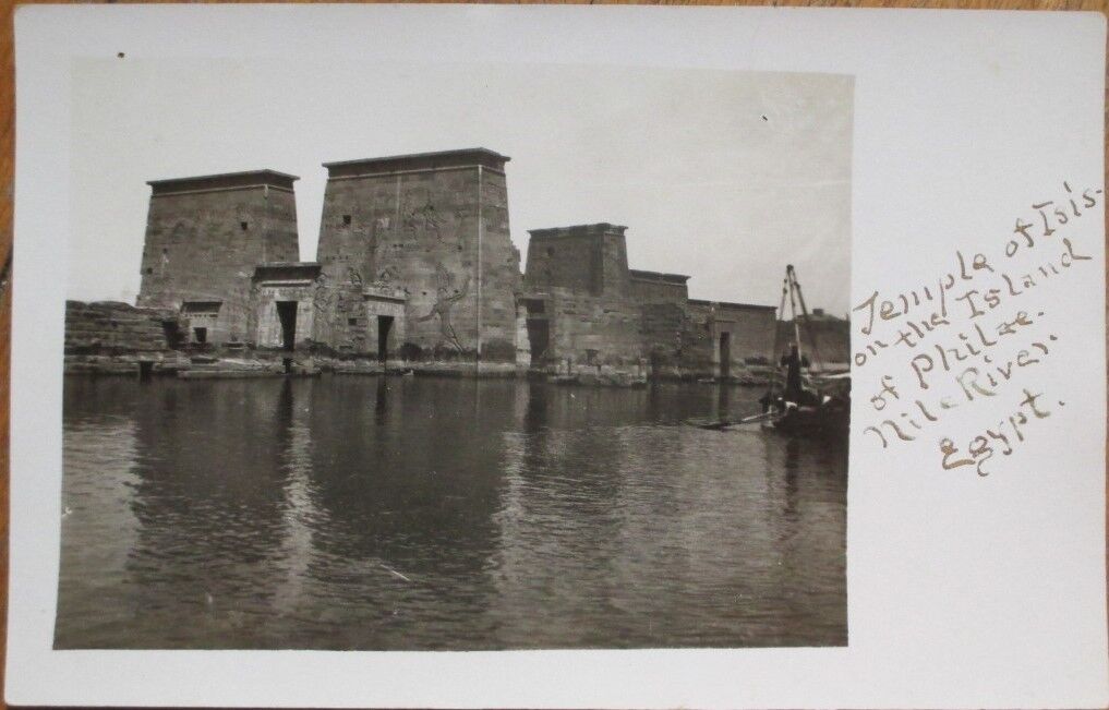 Egypt 1915 Realphoto Postcard: Temple of Isis, Island of Philae on the Nile - 2