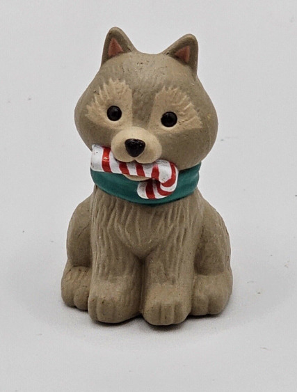 Hallmark Merry Miniatures Sled Dog with Candy Cane 1994