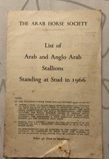 Vintage List Of Arab and Anglo Arab Stallion Standing at Stud 1966 (booklet) picture