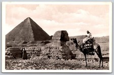 RPPC Egypt Cairo Sphinx & Cheops Pyramid Camel Oriental Bureau Postcard D247 picture