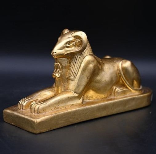 Authentic Ancient Egyptian Antique Rare Khnum Sphinx Statue Figurine BC Authentic Ancient Egyptian Antique Rare Khnum Sphinx Statue Figurine BC