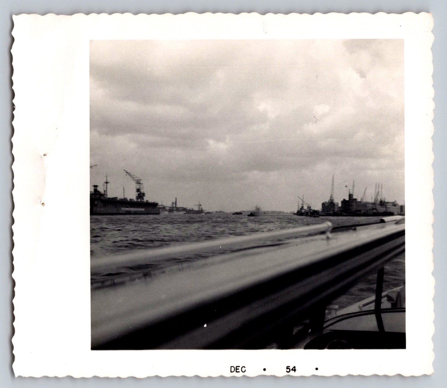 Naval Ships Harbor 1954 Snapshot Photograph Military Marine Vintage