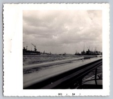 Naval Ships Harbor 1954 Snapshot Photograph Military Marine Vintage picture