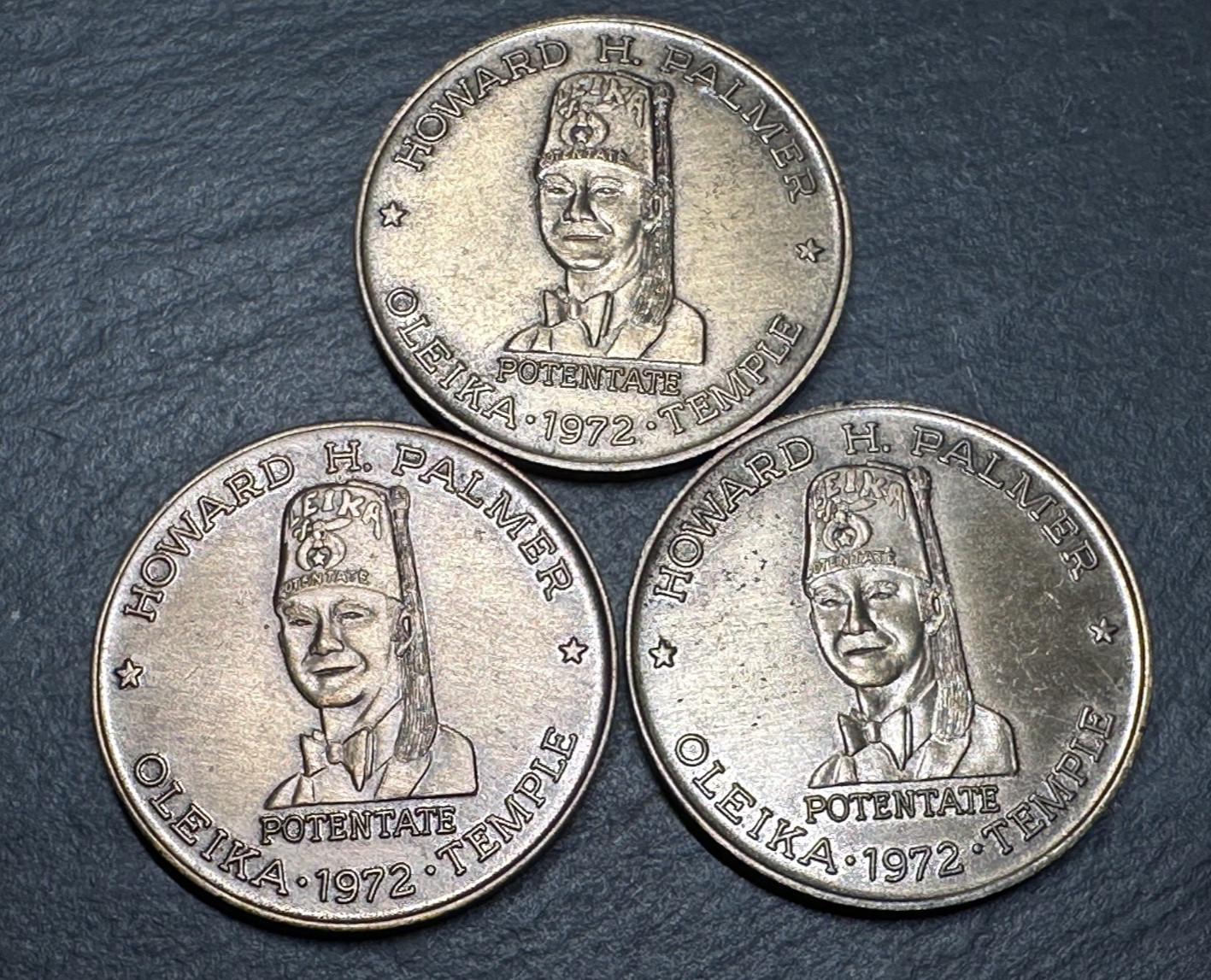 3 1972 OLEIKA SHRINER TEMPLE POTENTATE HOWARD PALMER LEXINGTON KY COINS I278 3 1972 OLEIKA SHRINER TEMPLE POTENTATE HOWARD PALMER LEXINGTON KY COINS I278
